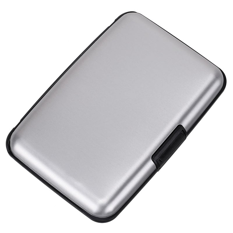 ELFISH محفظة ELFISH ميني RFID من الألمنيوم لحامل بطاقات الائتمان وحافظة بطاقات العمل وحافظة هوية معدنية للرجال والنساء (فضي) - Image 1